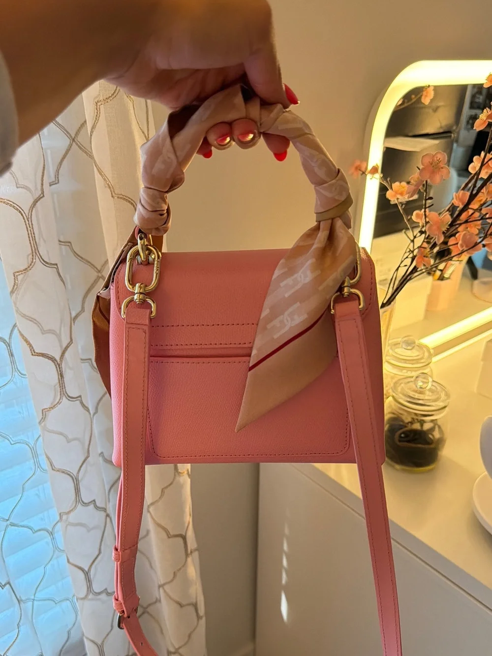 Furla 1927 Mini Top Handle Bag with Silk Furla Scarf